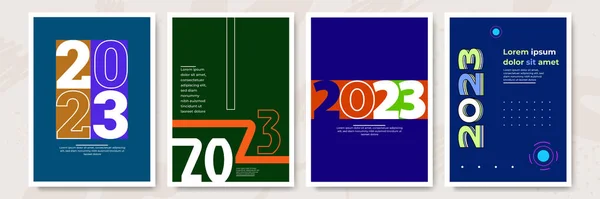Δημιουργική Ιδέα Του 2023 Happy New Year Αφίσες Που Σχεδιάστε — Διανυσματικό Αρχείο