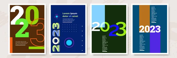 Творческая Концепция 2023 Новым Годом Плакаты Набор Дизайн Шаблонов Логотипом — стоковый вектор