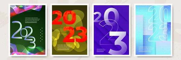 Conceito Criativo 2023 Conjunto Cartazes Feliz Ano Novo Modelos Design —  Vetores de Stock
