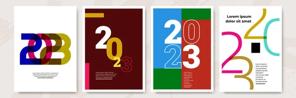 Creatief Concept Van 2023 Happy New Year Posters Set Design — Stockvector
