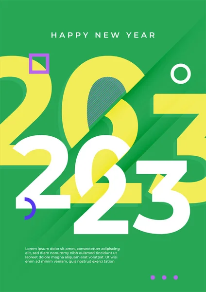 Feliz Nuevo 2023 Año Elegante Texto Colorido Con Diseño Plano — Vector de stock