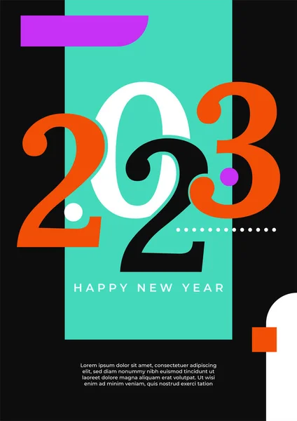 Bonne Année 2023 Texte Coloré Élégant Avec Design Plat Modèle — Image vectorielle