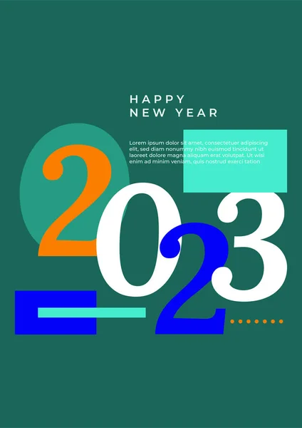 Gelukkig Nieuw 2023 Jaar Elegante Kleurrijke Tekst Met Plat Design — Stockvector