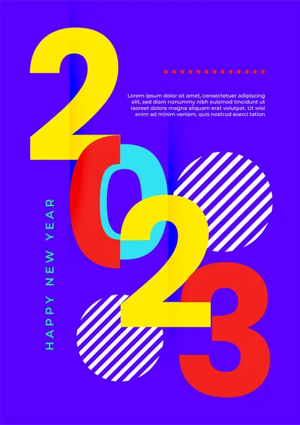 Creatief Concept Van 2023 Happy New Year Poster Design Sjablonen — Stockvector