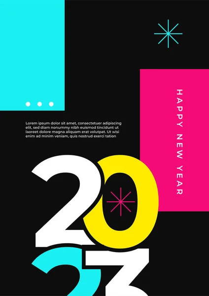 Concetto Creativo 2023 Buon Anno Poster Modelli Design Con Tipografia — Vettoriale Stock