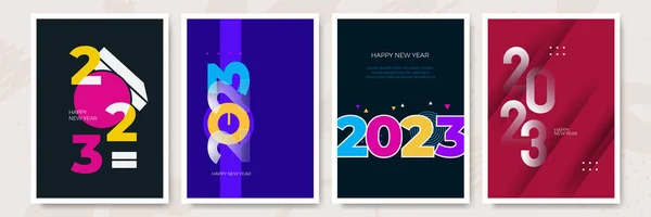 Mutlu Yıllar 2023 2023 Yazısıyla Yazılmış Logo Metin Tasarımı Işıltılı — Stok Vektör
