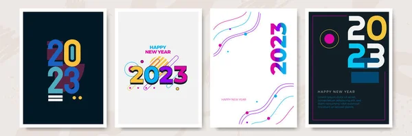 Mutlu Yıllar 2023 2023 Yazısıyla Yazılmış Logo Metin Tasarımı Işıltılı — Stok Vektör