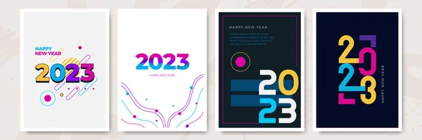 Feliz Ano Novo 2023 Ilustração Feriado Vetorial Com 2023 Design — Vetor de Stock