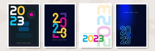 Happy New Year 2023 Vector Holiday Illustration 2023 Hand Written — Stock Vector