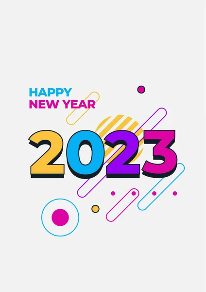 新的2023年快乐 2023年排字标志设计概念 新年快乐2023年标志设计 卡片的简约潮流背景 — 图库矢量图片