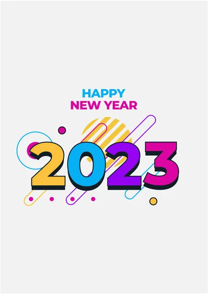 新的2023年快乐 2023年排字标志设计概念 新年快乐2023年标志设计 卡片的简约潮流背景 — 图库矢量图片
