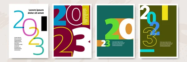 Kreatives Konzept Für 2023 Happy New Year Plakate Eingestellt Designvorlagen — Stockvektor