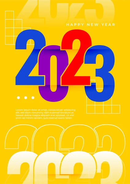色彩斑斓的简单2023概念 新年快乐海报卡片 用于庆祝的带有排字标志2023的模板 流行的品牌模板 社交媒体 矢量插图 — 图库矢量图片