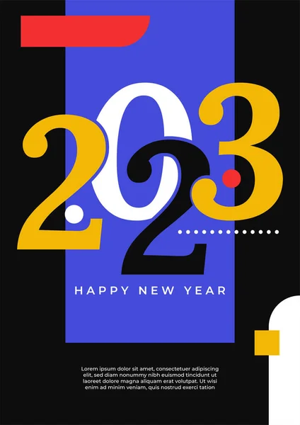 Kleurrijk Eenvoudig 2023 Concept Happy New Year Poster Kaart Sjablonen — Stockvector