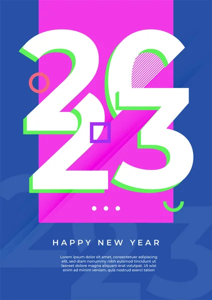 Színes Egyszerű 2023 Koncepció Boldog Évet Plakát Kártya Templates Tipográfia — Stock Vector