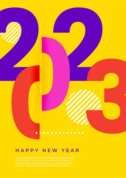 Colourful Simple 2023 Concept Happy New Year Poster Card Templates — Stock Vector