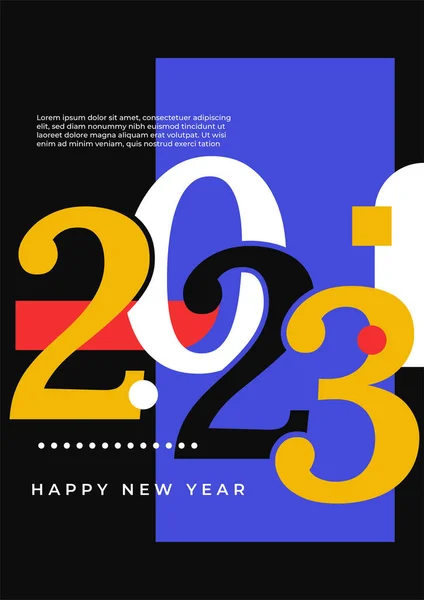 Kleurrijk Eenvoudig 2023 Concept Happy New Year Poster Kaart Sjablonen — Stockvector