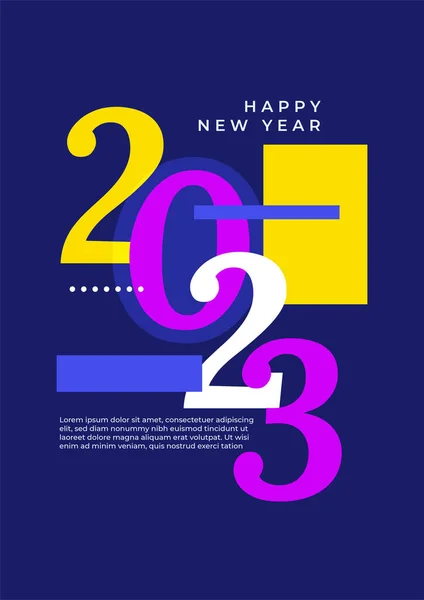 stock vector Colourful simple 2023 concept, Happy New Year poster card. Templates with typography logo 2023 for celebration, trendy template for branding, banner, cover, card, social media, Vector illustration