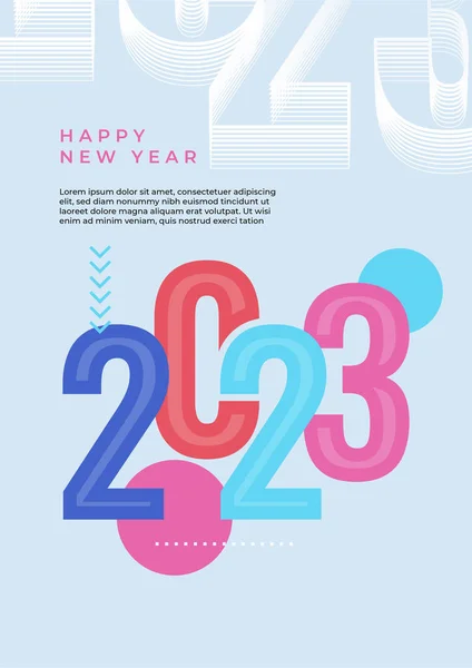 Colorido Concepto Simple 2023 Feliz Año Nuevo Tarjeta Póster Plantillas — Vector de stock