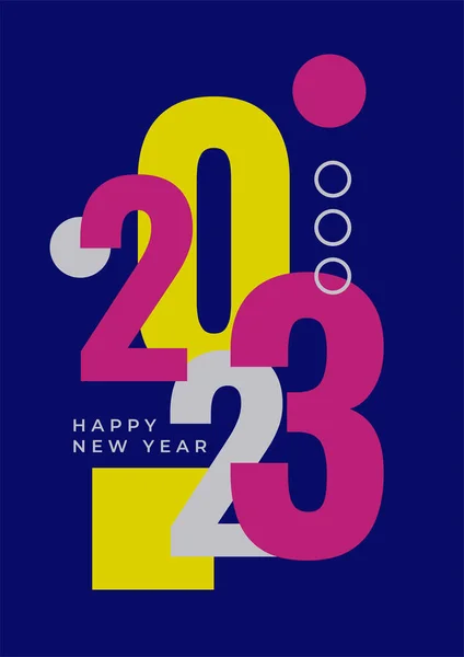 Красочная Простая Концепция 2023 Года Открытка Новогодним Постером Мбаппе Типографским — стоковый вектор