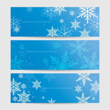 Kar ve kar taneli Noel mavisi arka plan. Kar tanesi sınır vektörü resimli Noel kartı