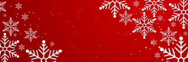 Metin alanı olan kırmızı ve beyaz Noel kar tanesi afişi arkaplanı