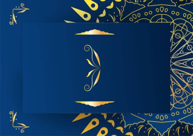 Altın ve mavi süslemeli mandala arkaplanı
