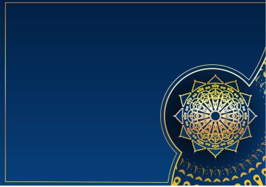 Altın ve mavi süslemeli mandala arkaplanı