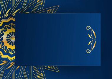 Altın ve mavi süslemeli mandala arkaplanı