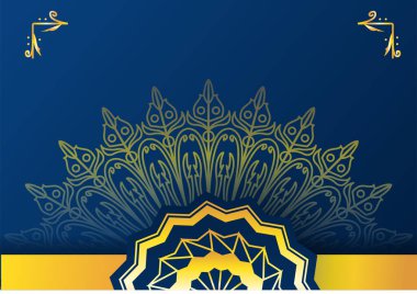 Altın ve mavi süslemeli mandala arkaplanı