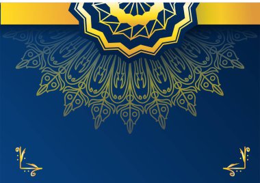 Altın ve mavi süslemeli mandala arkaplanı
