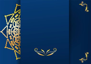 Altın ve mavi süslemeli mandala arkaplanı