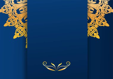 Altın ve mavi süslemeli mandala arkaplanı