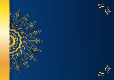 Altın ve mavi süslemeli mandala arkaplanı