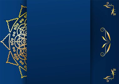 Altın ve mavi süslemeli mandala arkaplanı