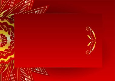 Altın ve kırmızı süslemeli mandala arka planı. Lüks mandala arka planında altın arabesk desenli Arap islami doğu tarzı. Baskı, poster, kapak, broşür, broşür, afiş için dekoratif mandala.