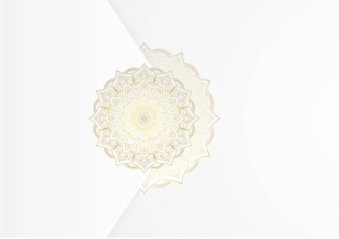 Lüks mandala arka planında altın arabesk desenli Arap islami doğu tarzı. Baskı, poster, kapak, broşür, broşür, afiş için dekoratif mandala. Yaratıcı lüks dekoratif mandala arka planı