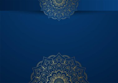 Altın ve mavi süslemeli mandala arkaplanı
