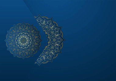 Altın ve mavi süslemeli mandala arkaplanı