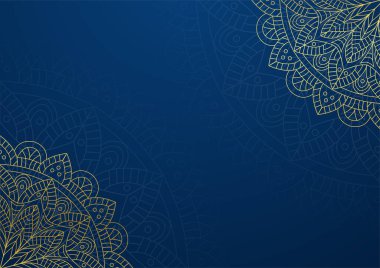 Altın ve mavi süslemeli mandala arkaplanı