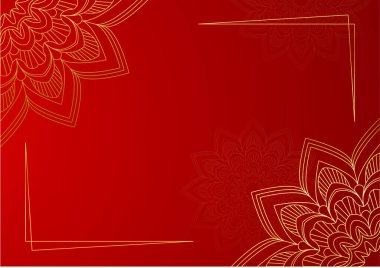 Altın ve kırmızı süslemeli mandala arka planı. Lüks mandala arka planında altın arabesk desenli Arap islami doğu tarzı. Baskı, poster, kapak, broşür, broşür, afiş için dekoratif mandala.