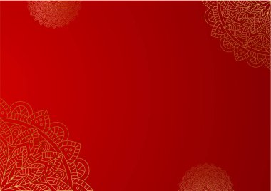 Altın ve kırmızı süslemeli mandala arka planı. Lüks mandala arka planında altın arabesk desenli Arap islami doğu tarzı. Baskı, poster, kapak, broşür, broşür, afiş için dekoratif mandala.