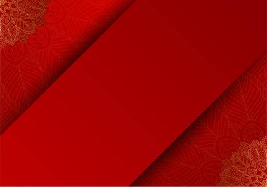 Altın ve kırmızı süslemeli mandala arka planı. Lüks mandala arka planında altın arabesk desenli Arap islami doğu tarzı. Baskı, poster, kapak, broşür, broşür, afiş için dekoratif mandala.