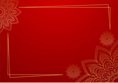 Altın ve kırmızı süslemeli mandala arka planı. Lüks mandala arka planında altın arabesk desenli Arap islami doğu tarzı. Baskı, poster, kapak, broşür, broşür, afiş için dekoratif mandala.