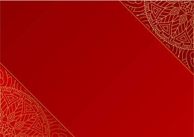 Altın ve kırmızı süslemeli mandala arka planı. Lüks mandala arka planında altın arabesk desenli Arap islami doğu tarzı. Baskı, poster, kapak, broşür, broşür, afiş için dekoratif mandala.