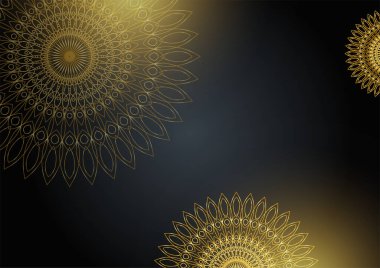 Lüks mandala arka planında altın arabesk desenli Arap islami doğu tarzı. Baskı, poster, kapak, broşür, broşür, afiş için dekoratif mandala. Yaratıcı lüks dekoratif mandala arka planı