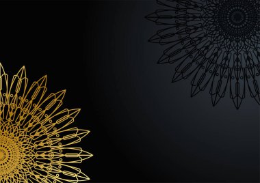Lüks mandala arka planında altın arabesk desenli Arap islami doğu tarzı. Baskı, poster, kapak, broşür, broşür, afiş için dekoratif mandala. Yaratıcı lüks dekoratif mandala arka planı