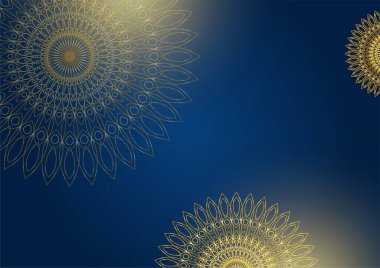 Altın ve mavi süslemeli mandala arkaplanı