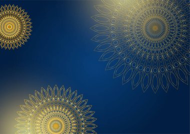 Altın ve mavi süslemeli mandala arkaplanı