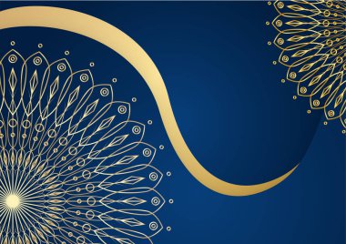 Altın ve mavi süslemeli mandala arkaplanı
